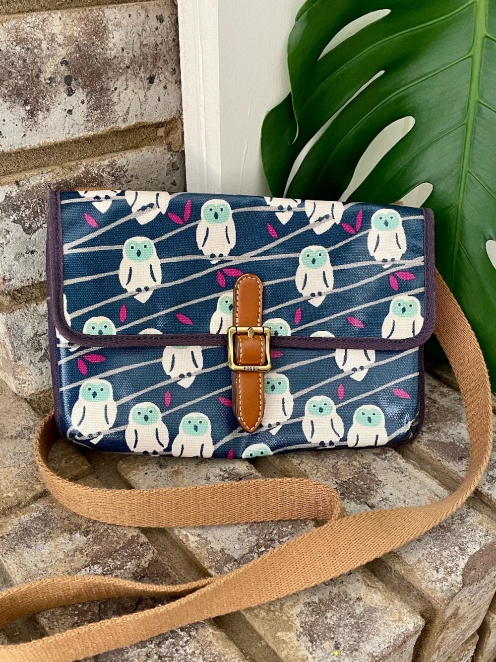 Fossil Keeper Mini Crossbody Bag, Owls